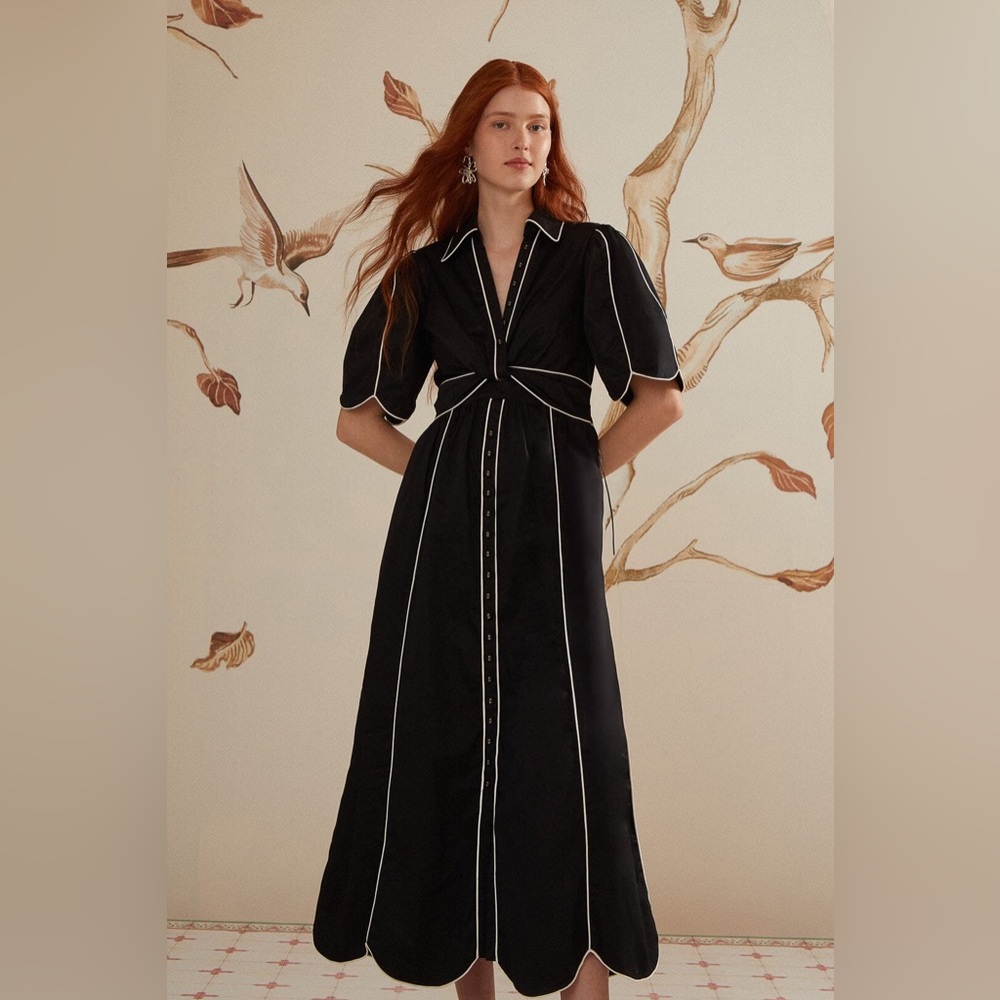 FARM Rio Black Dress with White Contrast Detail - Picture 2 of 12
